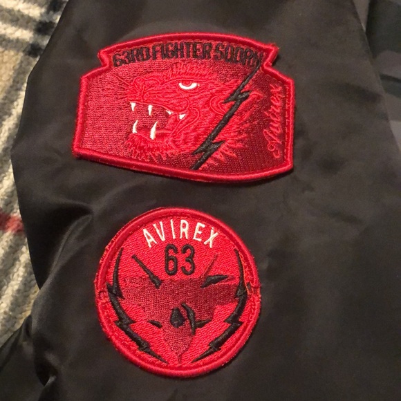 Avirex MA-1 3M Water Resistant 63rd SQRDRN Bomber Jacket Tiger Red Black - Picture 5 of 10